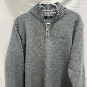 IZOD men’s 1/4 zip thick grey sweater with mock neck.